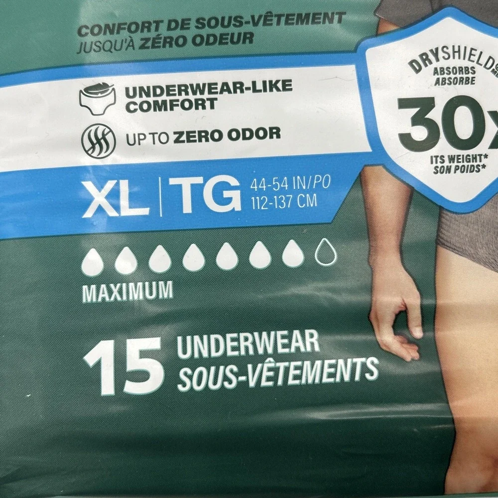 Depend XL TG Men Incontinence Underwear Disposable 30 CT Bundle (2 Packs of 15)